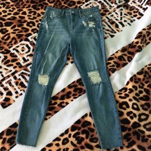 NWOT Blue ripped high waisted skinny jeans